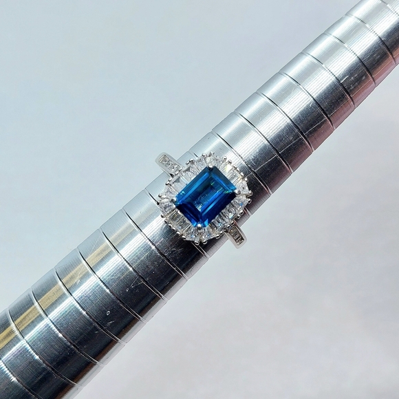 3.9ct London Blue Topaz Emerald Cut Ring